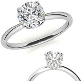 4-Prong Accented Tulip Round Brilliant Moissanite Solitaire Ring