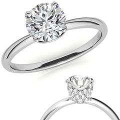 4-Prong Accented Tulip Round Brilliant Moissanite Solitaire Ring