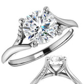 Round Split Shank Accented Cathedral Moissanite Engagement Ring