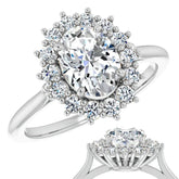 Oval Cut Moissanite Halo Engagement Ring