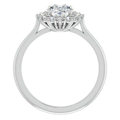 Oval Cut Moissanite Halo Engagement Ring
