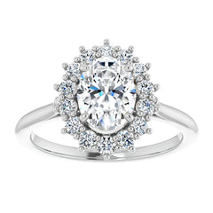 Oval Cut Moissanite Halo Engagement Ring