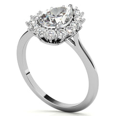Pear Cut Moissanite Halo Engagement Ring
