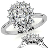Pear Cut Moissanite Halo Engagement Ring