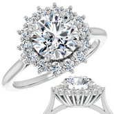 Round Brilliant Cut Halo Moissanite Engagement Ring