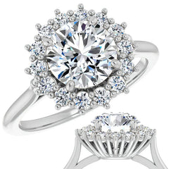 Round Brilliant Cut Halo Moissanite Engagement Ring