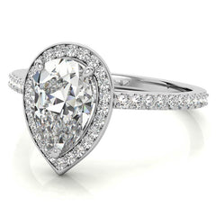 Pear Cut Moissanite Petite Halo Engagement Ring