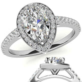 Pear Cut Moissanite Petite Halo Engagement Ring
