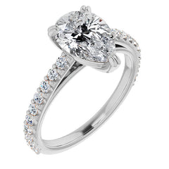 Pear Cut Moissanite Double Prong Cathedral Engagement Ring