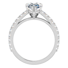 Pear Cut Moissanite Double Prong Cathedral Engagement Ring