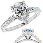 Pear Cut Moissanite Double Prong Cathedral Engagement Ring