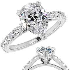 Pear Cut Moissanite Double Prong Cathedral Engagement Ring