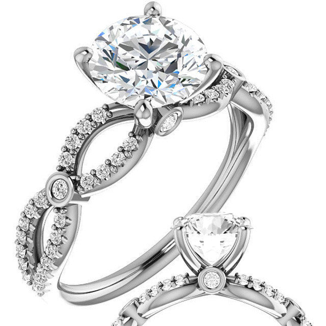 Round Brilliant cut Moissanite Infinity Styled Engagement Ring