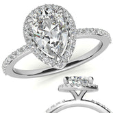 Pear Cut Moissanite Halo Engagement Ring