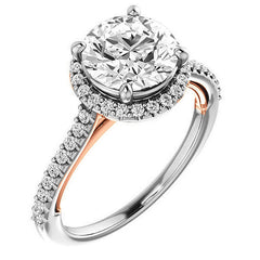 Round Brilliant Cathedral Halo Engagement Ring with Heart Accent