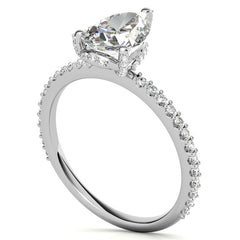 Pear Cut Moissanite & Diamond Engagement Ring