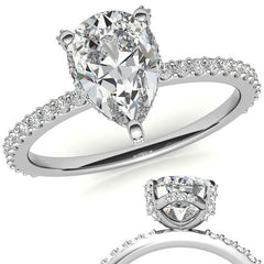 Pear Cut Moissanite & Diamond Engagement Ring