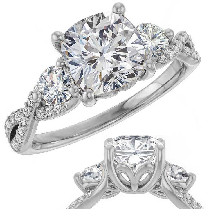 Cushion Infinity Style Engagement Ring