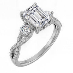Emerald / Radiant Infinity Style Engagement Ring