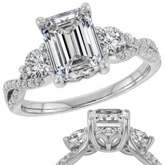 Emerald / Radiant Infinity Style Engagement Ring
