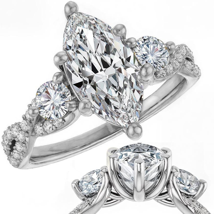 Marquise Infinity Style Moissanite Engagement Ring