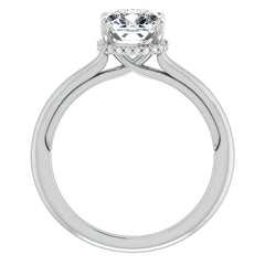 Cushion cut Moissanite Cathedral Solitaire Ring