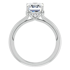 Emerald / Radiant cut Cathedral Solitaire Ring
