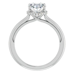 Oval cut Moissanite Cathedral Solitaire Ring