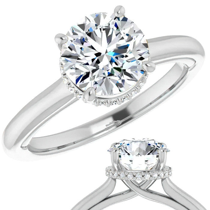 Round Brilliant Moissanite Cathedral Solitaire Ring