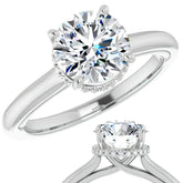 Round Brilliant Moissanite Cathedral Solitaire Ring