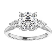 Cushion and Pear Moissanite Engagement Ring