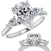 Pear Three Stone Moissanite Engagement Ring