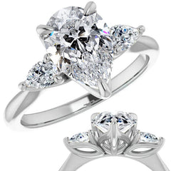 Pear Three Stone Moissanite Engagement Ring