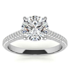 Round Brilliant Pave Cathedral Engagement Ring