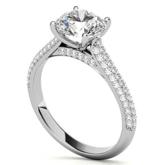 Round Brilliant Pave Cathedral Engagement Ring