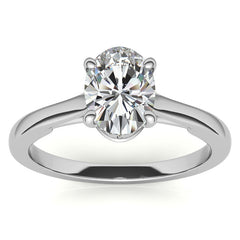 Oval Solitaire Engagement Ring with Bow Accent