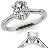 Oval Solitaire Engagement Ring with Bow Accent