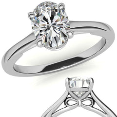 Oval Solitaire Engagement Ring with Bow Accent