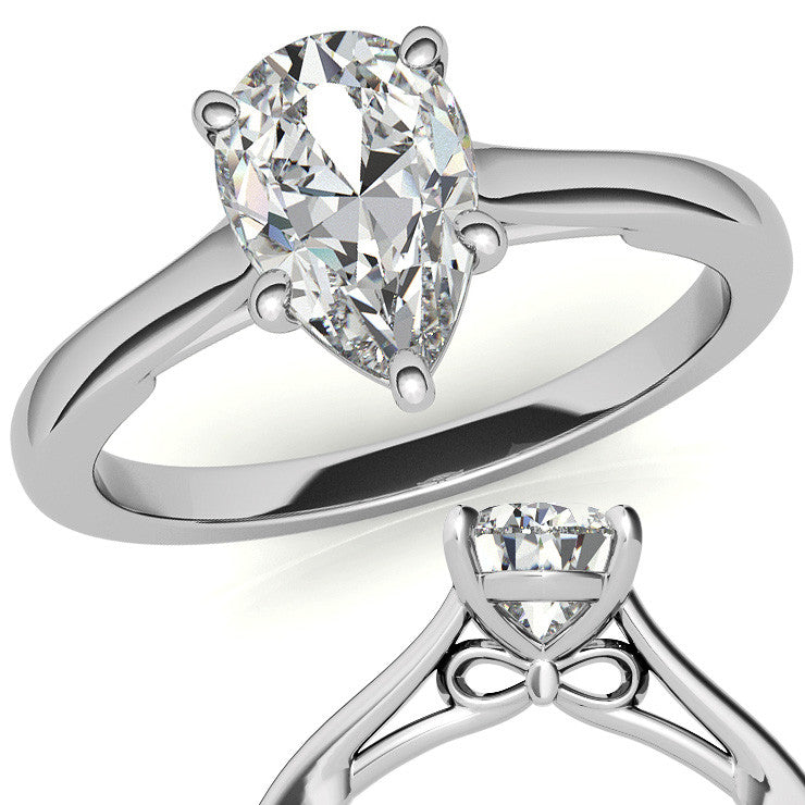 Pear Moissanite Infinity Cathedral Solitaire Ring