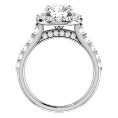 Round Cut Halo Cathedral Engagement Ring