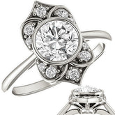 Round Moissanite Unique Engagement Ring