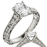 Oval Moissanite Cathedral Engagement Ring