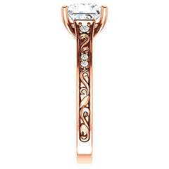 Princess Moissanite Engagement Ring with Floral Design