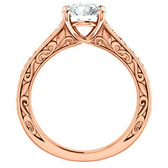 Round Moissanite Engagement Ring with Unique Band