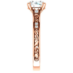 Round Moissanite Engagement Ring with Unique Band