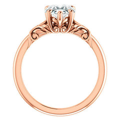Pear cut Moissanite Engagement Ring with Floral Accents
