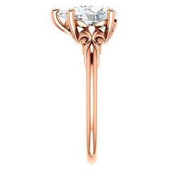 Pear cut Moissanite Engagement Ring with Floral Accents