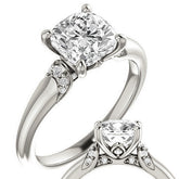Cushion Moissanite Accented Engagement Ring