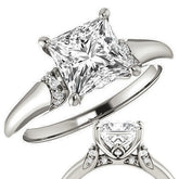 Princess Moissanite Accented Engagement Ring