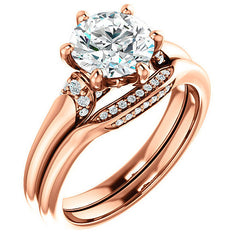 Round Moissanite Accented Engagement Ring